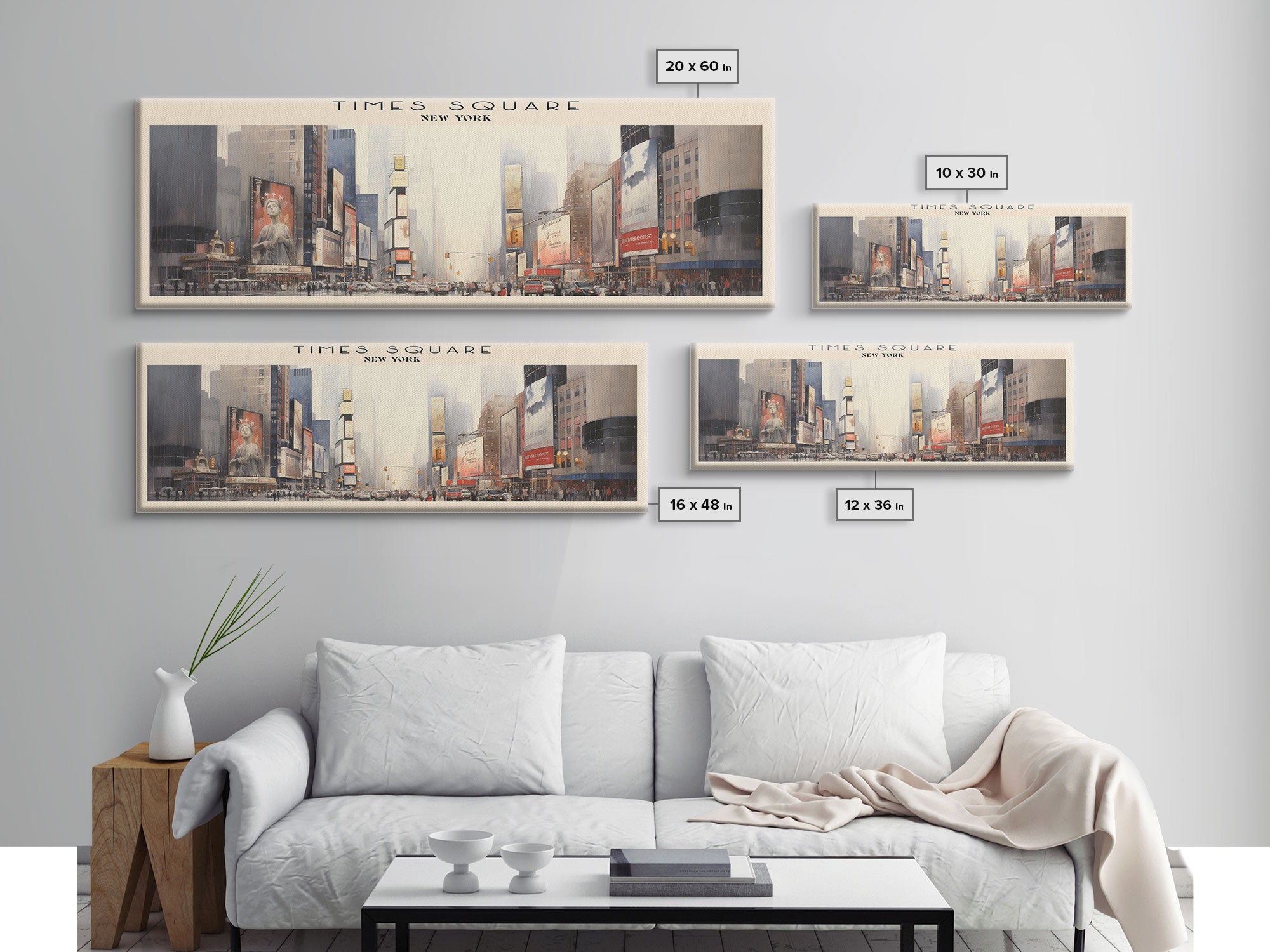 Times Square COUNTRY | Framed Travel Poster Canvas Print | Trendy Wall Art | Watercolor Painting | Living Room Art | Unique Art