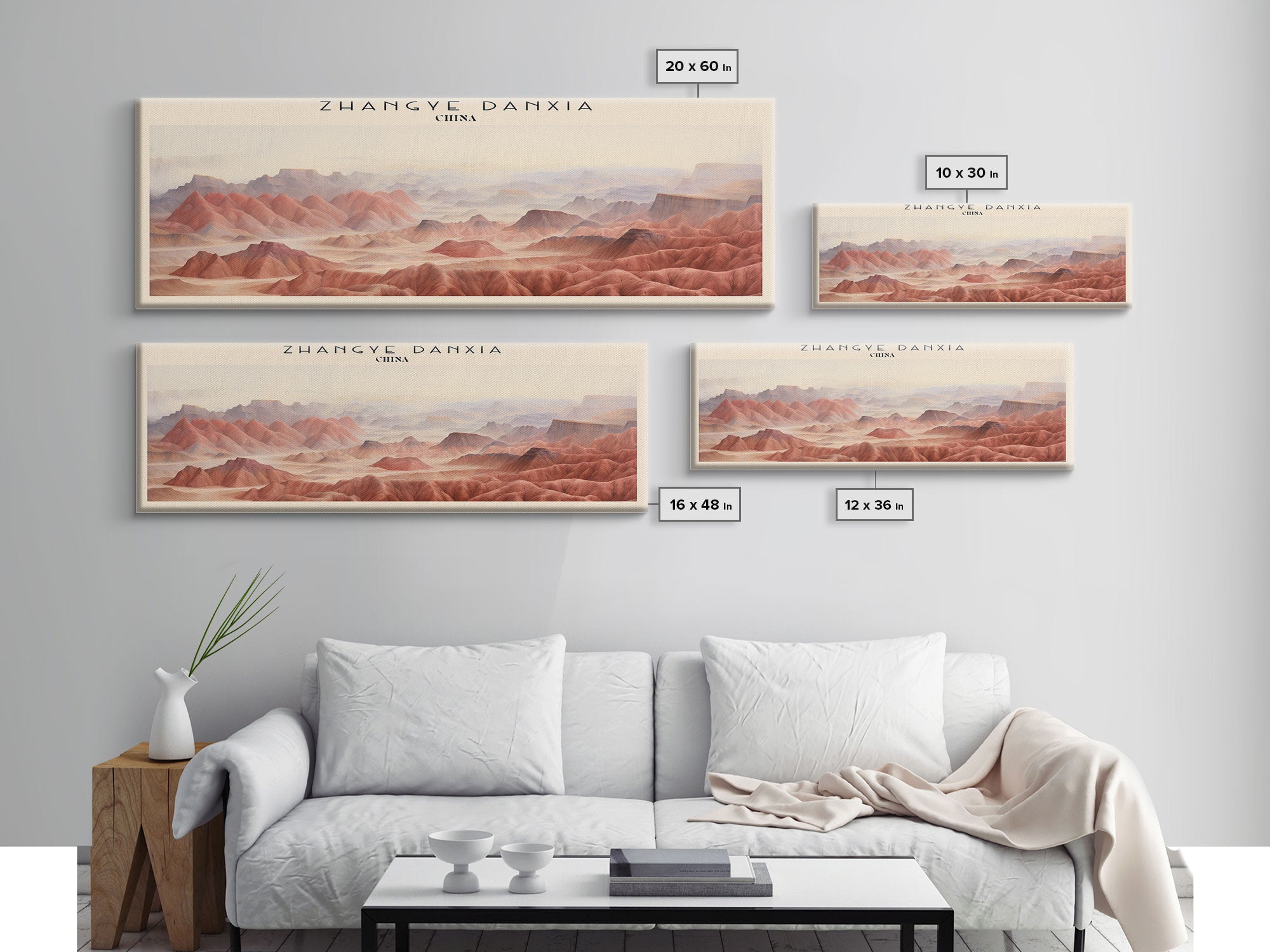 Zhangye Danxia Retro Style Travel Poster - Framed Canvas Print - COUNTRY Travel Decor | Vintage Style Home Decor - Travel Print - Wall Art