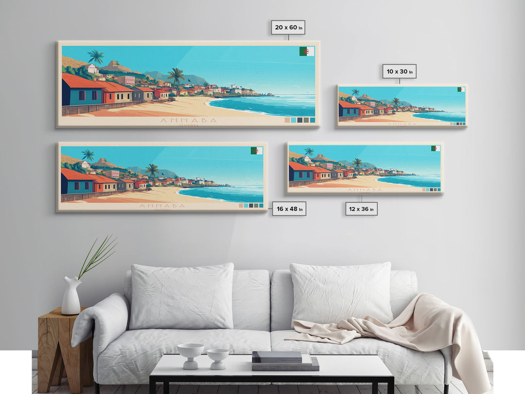 Annaba, Algeria Travel Poster Panoramic Canvas Print, Annaba, Algeria Painting, Algeria Art, Annaba Travel Art, Guest Room Painting