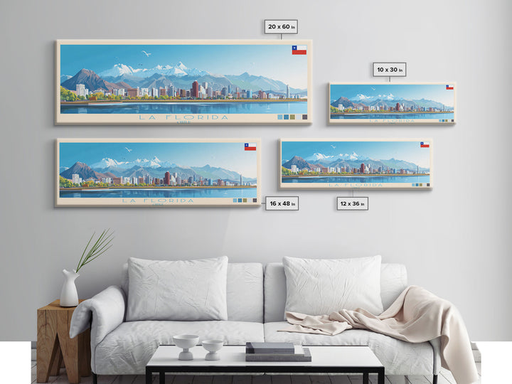 La Florida, Chile Panoramic Travel Poster Canvas Print, La Florida, Chile Painting, Chile Art, La Florida Travel Art, Living Room Painting