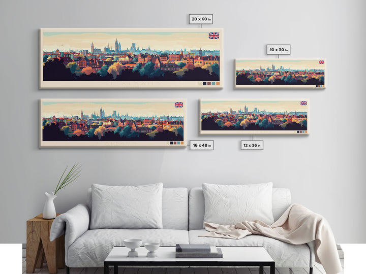 St Albans, England Travel Poster Panoramic Canvas Print, St Albans, England Painting, England Art, St Albans Travel Art, Guest Room Painting