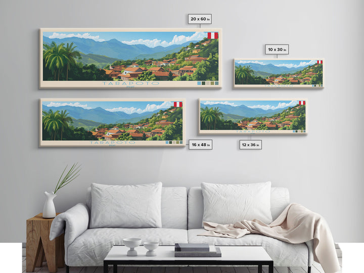 Tarapoto, Peru Panoramic Travel Poster Canvas Print, Tarapoto, Peru Painting, Peru Art, Tarapoto Travel Art, Guest Room Painting