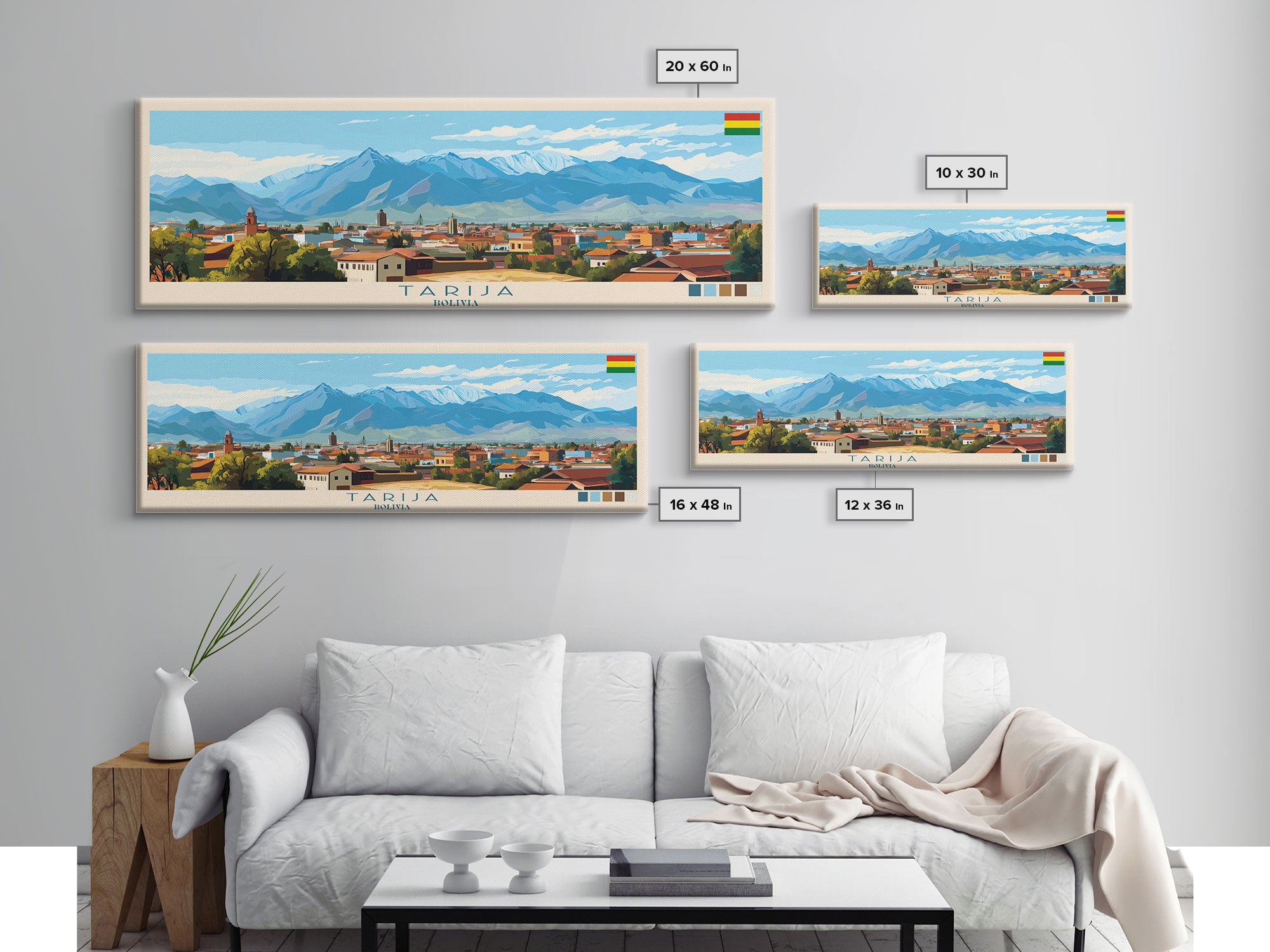 Tarija, Bolivia Panoramic Travel Poster Canvas Print, Tarija, Bolivia Painting, Bolivia Art, Tarija Travel Art, Living Room Painting