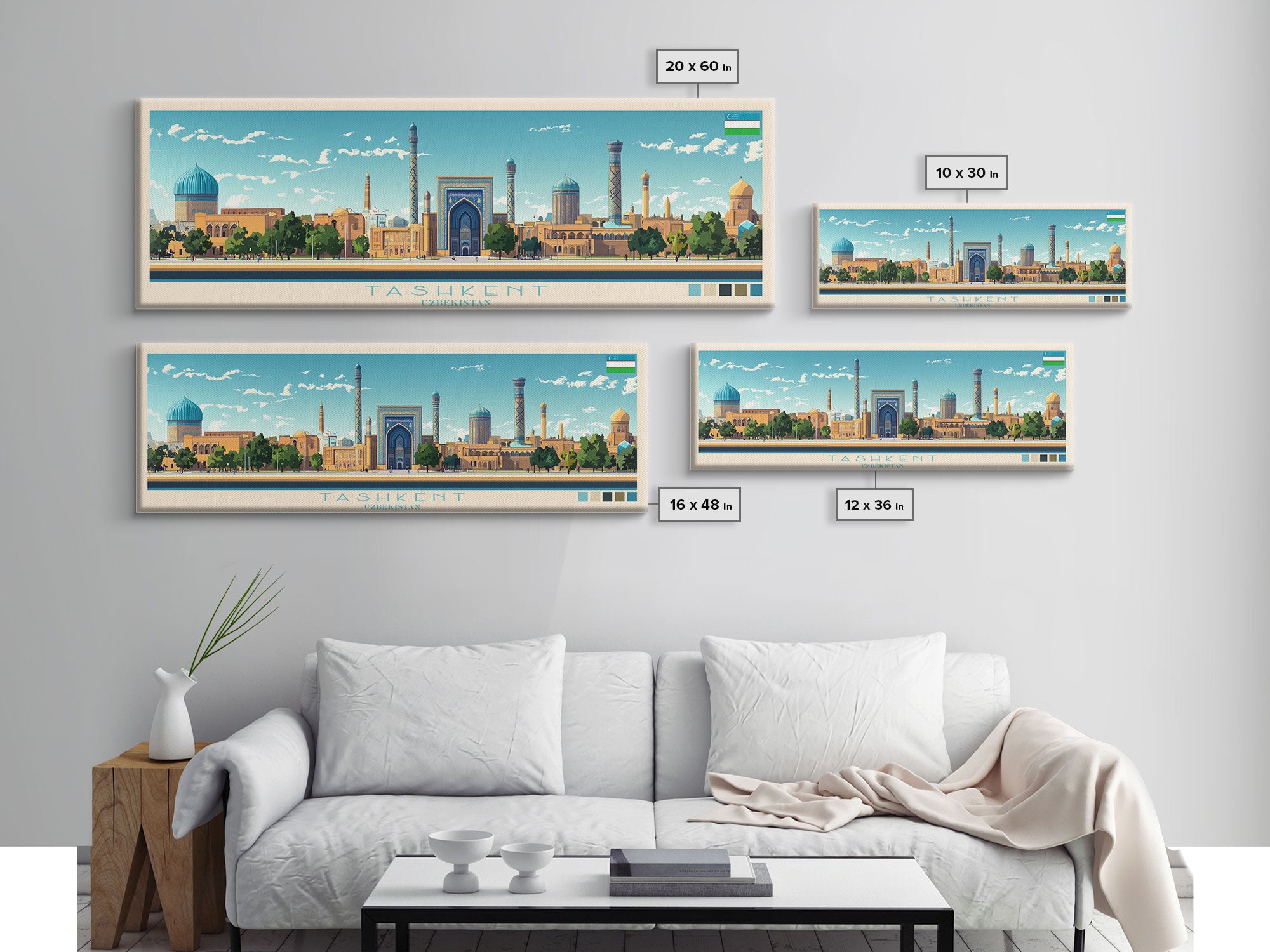 Tashkent, Uzbekistan Travel Poster Panoramic Canvas Print, Tashkent, Uzbekistan Painting, Uzbekistan Art, Tashkent Travel Art, Guest Room Painting