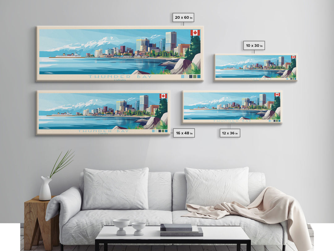 Thunder Bay, Canada Panoramic Travel Poster Canvas Print, Thunder Bay, Canada Painting, Canada Art, Thunder Bay Travel Art, Guest Room Painting