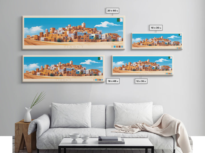 Tiaret, Algeria Panoramic Travel Poster Canvas Print, Tiaret, Algeria Painting, Algeria Art, Tiaret Panoramic Travel Art, Travel Painting