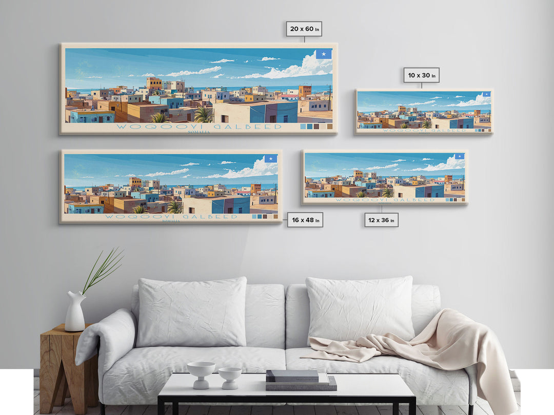 Woqooyi Galbeed, Somalia Panoramic Travel Poster Canvas Print, Woqooyi Galbeed, Somalia Painting, Somalia Art, Woqooyi Galbeed Panoramic Travel Art, Travel Painting