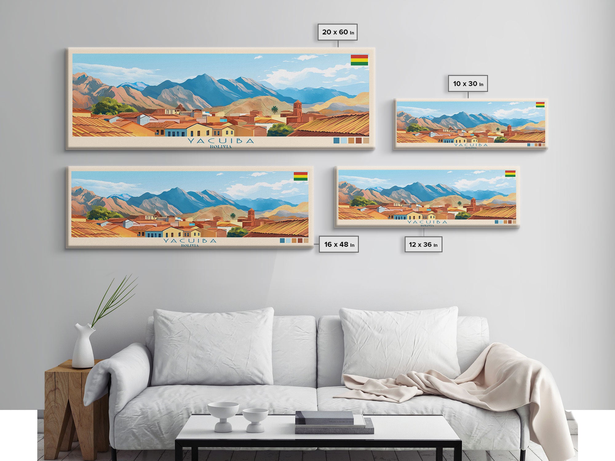 Yacuiba, Bolivia Travel Poster Panoramic Canvas Print, Yacuiba, Bolivia Painting, Bolivia Art, Yacuiba Travel Art, Guest Room Painting