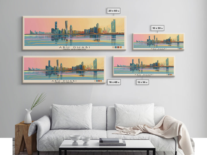 Abu Dhabi, United Arab Emirates Panoramic Canvas Print, Abu Dhabi, United Arab Emirates Painting, United Arab Emirates Art, Abu Dhabi Travel Poster, Travel Art, Housewarming Gift