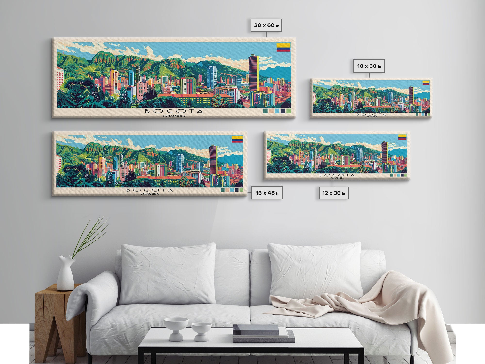 Bogota, Colombia Panoramic Canvas Print, Bogota, Colombia Painting, Colombia Art, Bogota Travel Poster, Travel Art, Living Room Painting