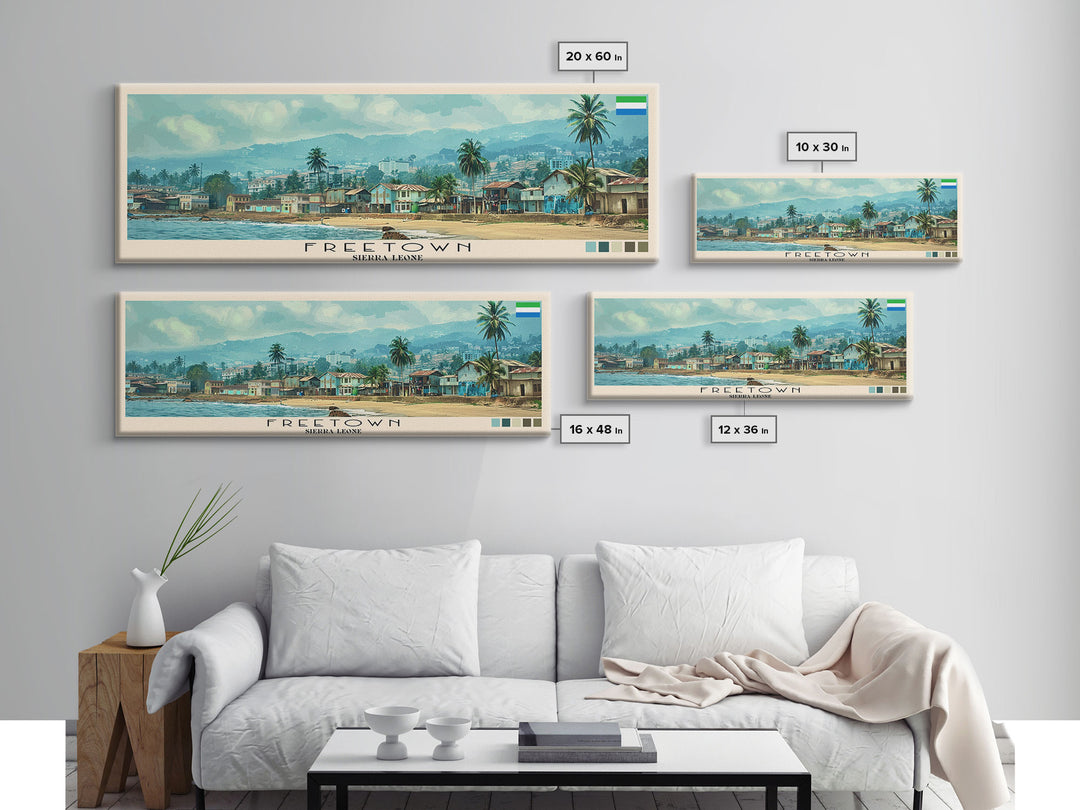 Freetown, Sierra Leone Panoramic Canvas Print, Freetown, Sierra Leone Painting, Sierra Leone Art, Freetown Travel Poster, Travel Art, Living Room Painting