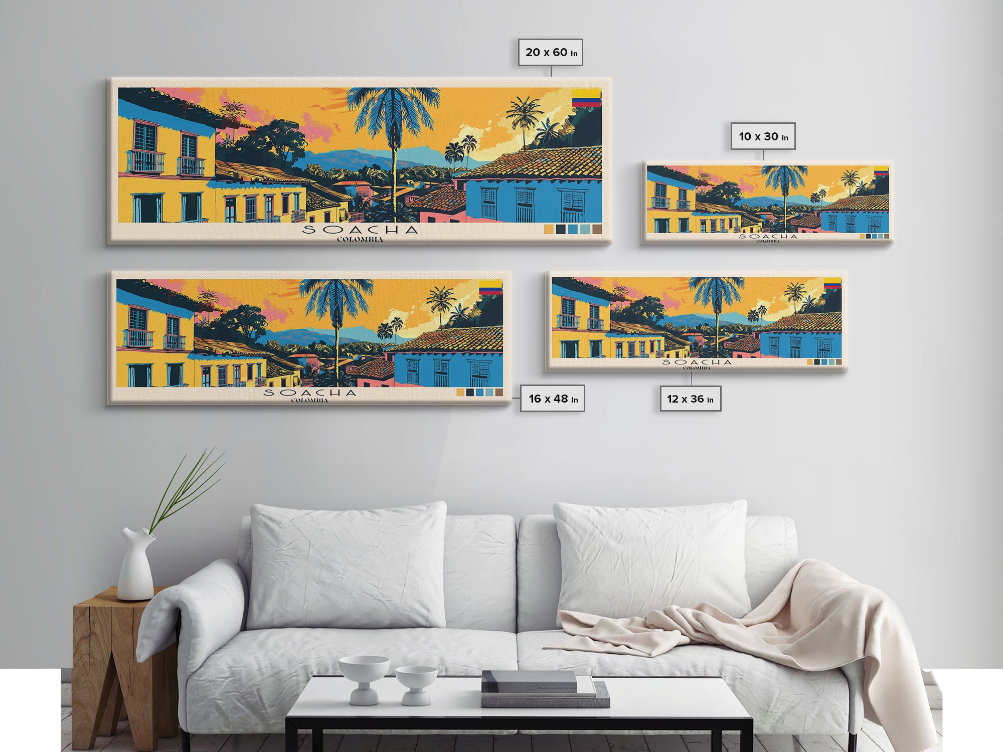 Soacha, Colombia Panoramic Canvas Print, Soacha, Colombia Painting, Colombia Art, Soacha Travel Poster, Travel Art, Guest Room Painting