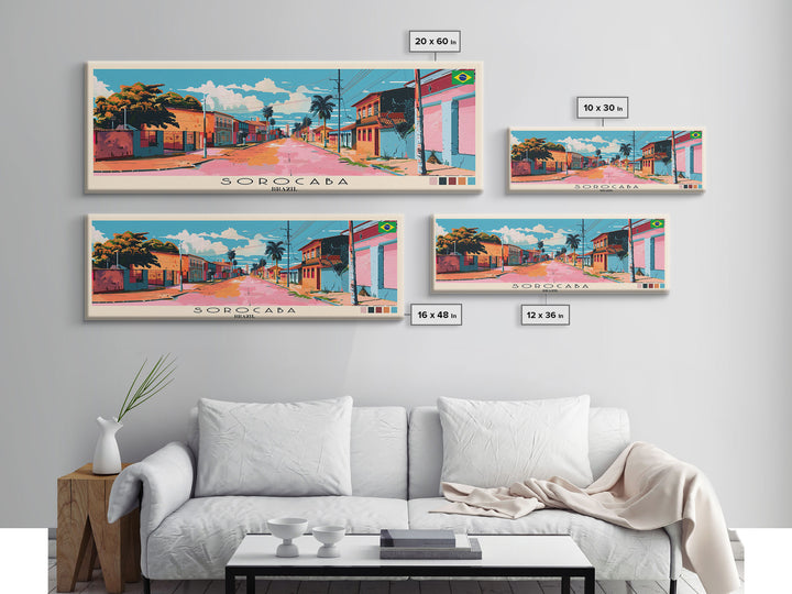 Sorocaba, Brazil Panoramic Canvas Print, Sorocaba, Brazil Painting, Brazil Art, Sorocaba Travel Poster, Travel Art, Living Room Painting