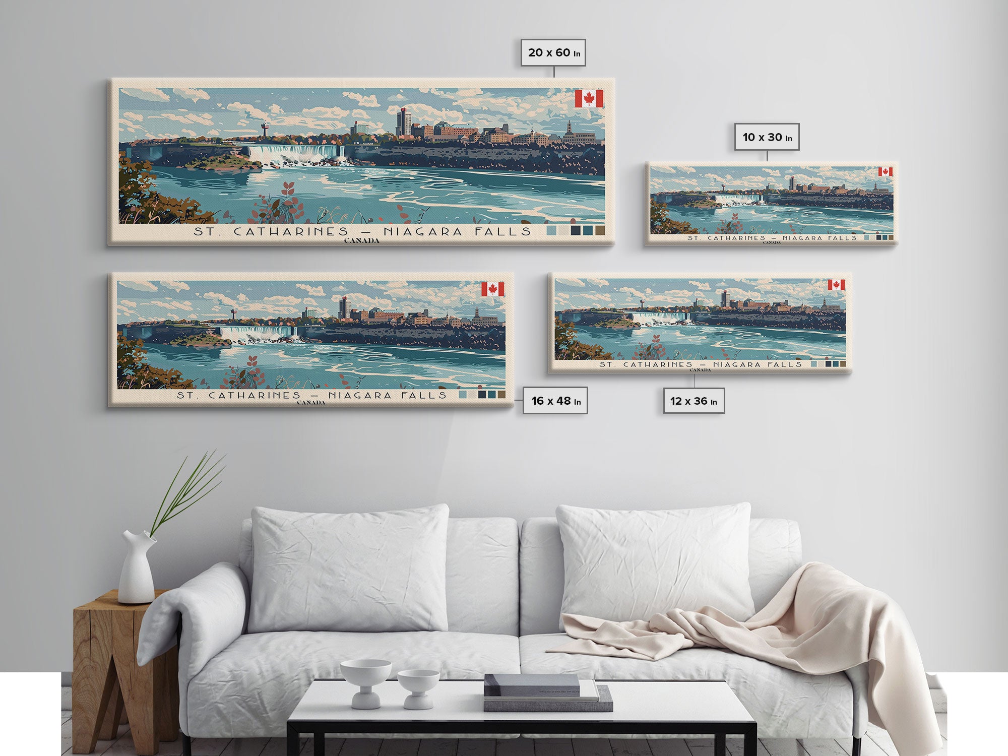 St. Catharines – Niagara Falls, Canada Panoramic Canvas Print, St. Catharines – Niagara Falls, Canada Painting, Canada Art, St. Catharines – Niagara Falls Travel Poster, Travel Art, Housewarming Gift