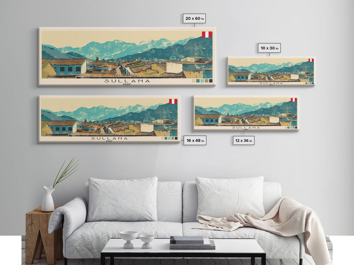 Sullana, Peru Panoramic Canvas Print, Sullana, Peru Painting, Peru Art, Sullana Travel Poster, Travel Art, Living Room Painting