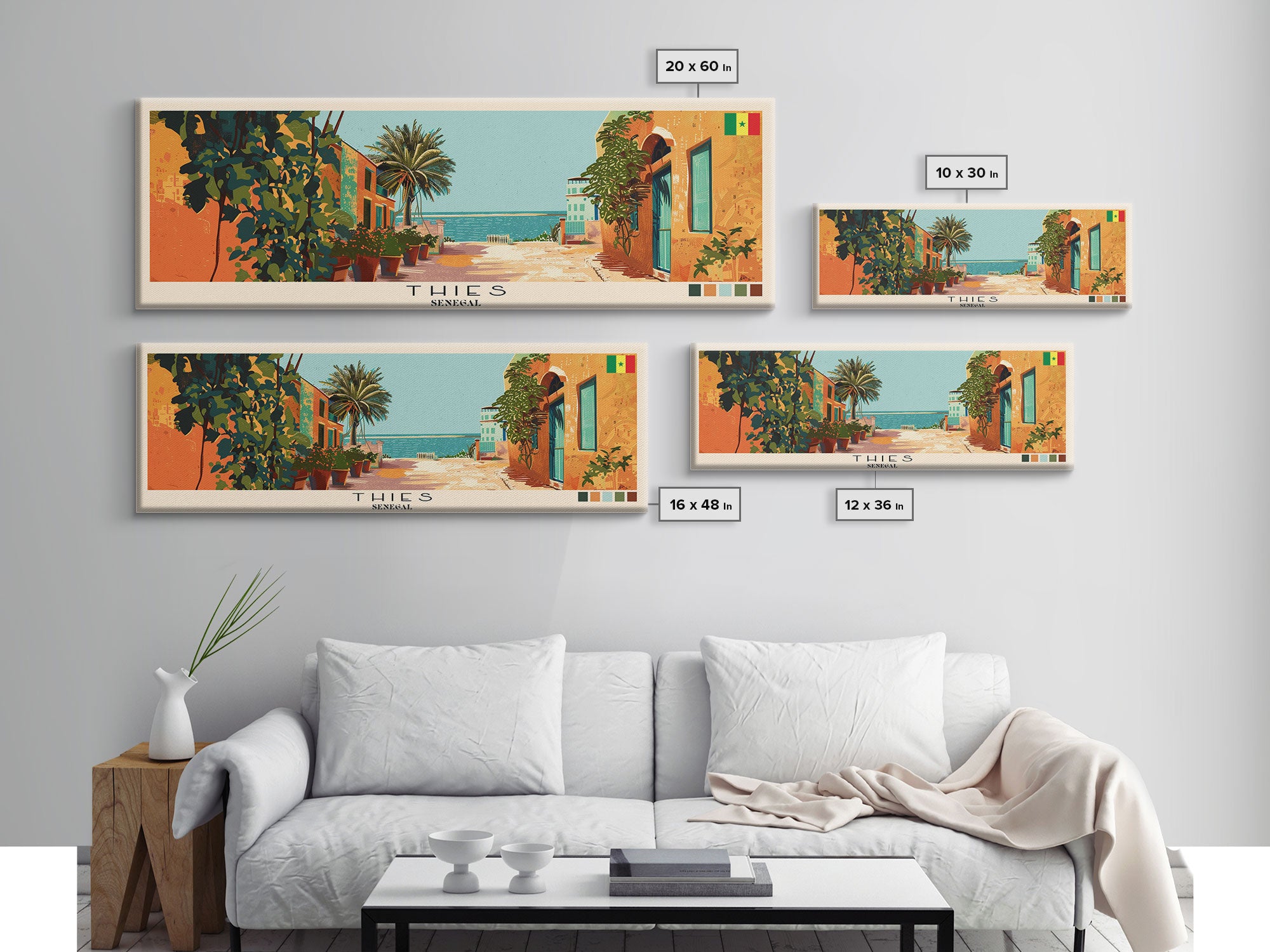 Thies, Senegal Panoramic Canvas Print, Thies, Senegal Painting, Senegal Art, Thies Travel Poster, Travel Art, Guest Room Painting