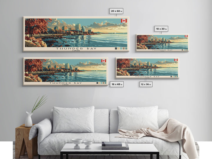 Thunder Bay, Canada Panoramic Canvas Print, Thunder Bay, Canada Painting, Canada Art, Thunder Bay Travel Poster, Travel Art, Guest Room Painting