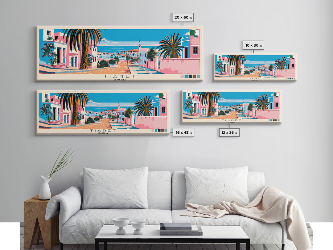 Tiaret, Algeria Panoramic Canvas Print, Tiaret, Algeria Painting, Algeria Art, Tiaret Travel Poster, Travel Art, Living Room Painting