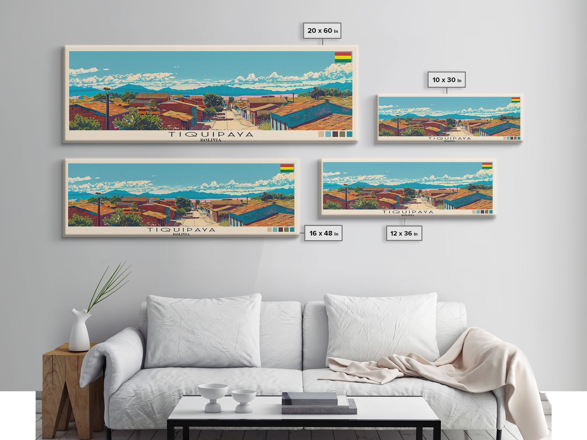 Tiquipaya, Bolivia Panoramic Canvas Print, Tiquipaya, Bolivia Painting, Bolivia Art, Tiquipaya Travel Poster, Travel Art, Guest Room Painting