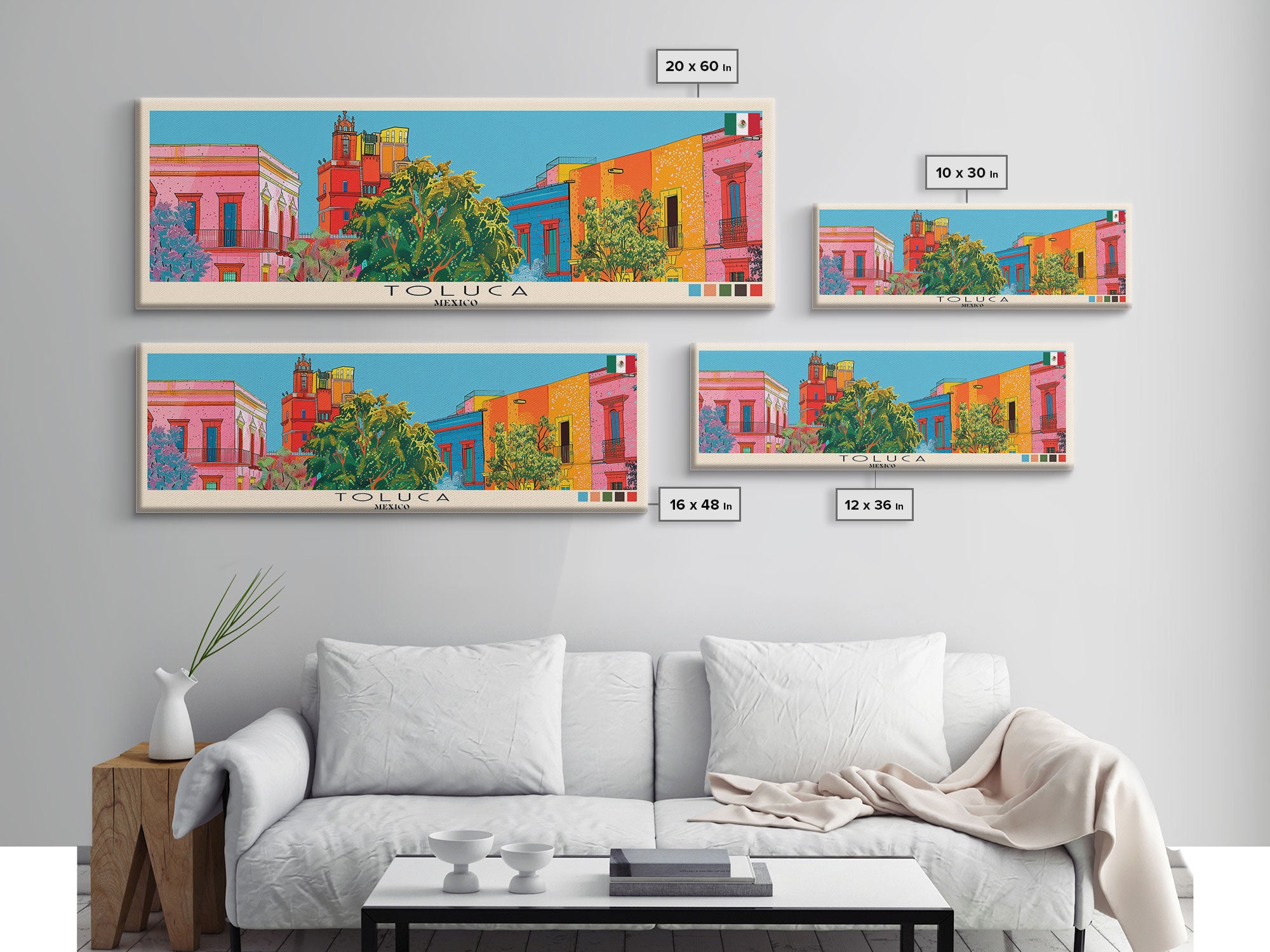 Toluca, Mexico Panoramic Canvas Print, Toluca, Mexico Painting, Mexico Art, Toluca Travel Poster, Travel Art, Guest Room Painting