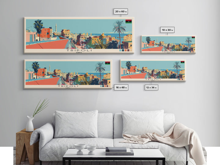 Tripoli, Libya Panoramic Canvas Print, Tripoli, Libya Painting, Libya Art, Tripoli Travel Poster, Travel Art, Living Room Painting