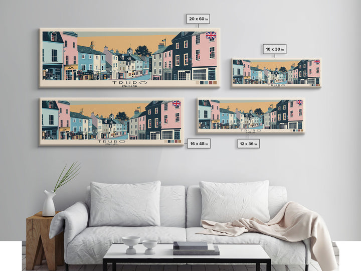 Truro, England Panoramic Canvas Print, Truro, England Painting, England Art, Truro Travel Poster, Travel Art, Guest Room Painting