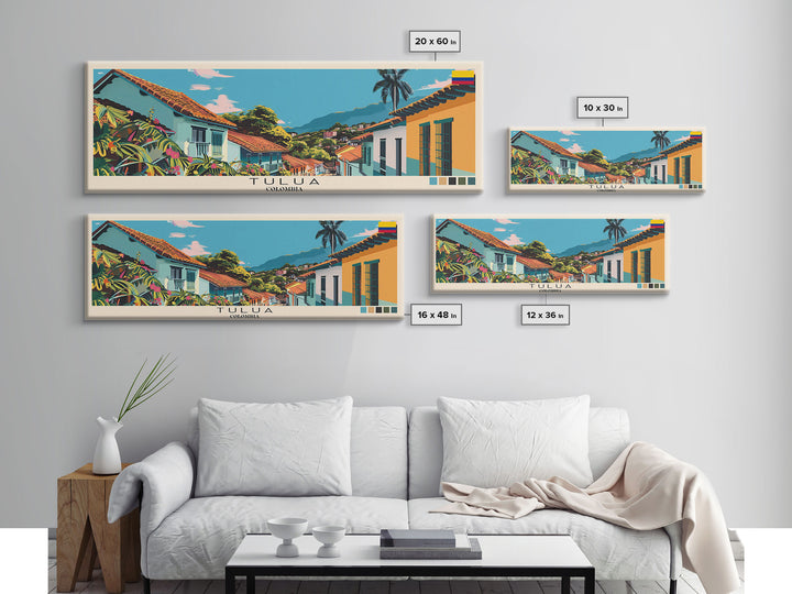 Tulua, Colombia Panoramic Canvas Print, Tulua, Colombia Painting, Colombia Art, Tulua Travel Poster, Travel Art, Living Room Painting