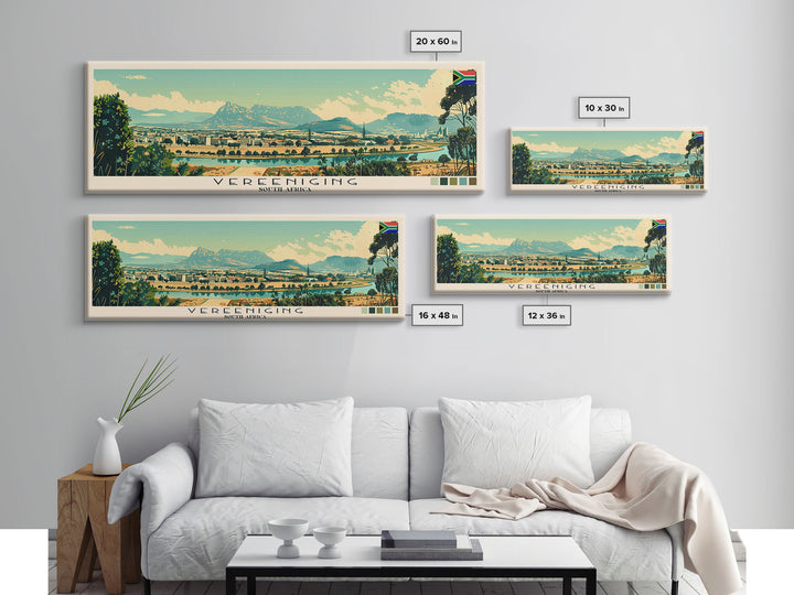 Vereeniging, South Africa Panoramic Canvas Print, Vereeniging, South Africa Painting, South Africa Art, Vereeniging Travel Poster, Travel Art, Guest Room Painting