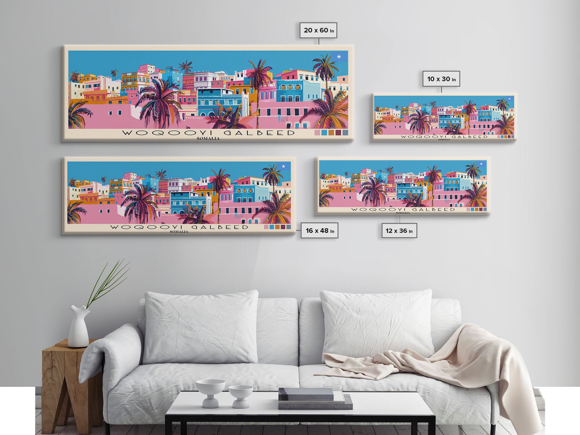 Woqooyi Galbeed, Somalia Panoramic Canvas Print, Woqooyi Galbeed, Somalia Painting, Somalia Art, Woqooyi Galbeed Travel Poster, Travel Art, Housewarming Gift