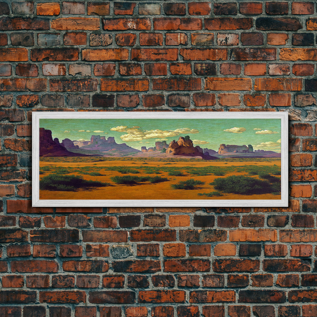 Pueblo Style Wild West Art, Watercolor Painting Canvas Print, Framed Wall Art, Cool Wall Decor