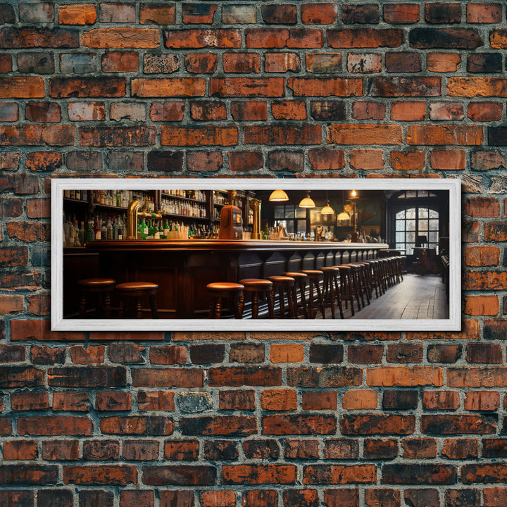 Panoramic Bar Wall Art, Vintage 19th Century Bar Wall Art, Framed Canvas Print, Bar Cart Art, Bar Wall Art, Bar Art Prints, Antique Bar Art