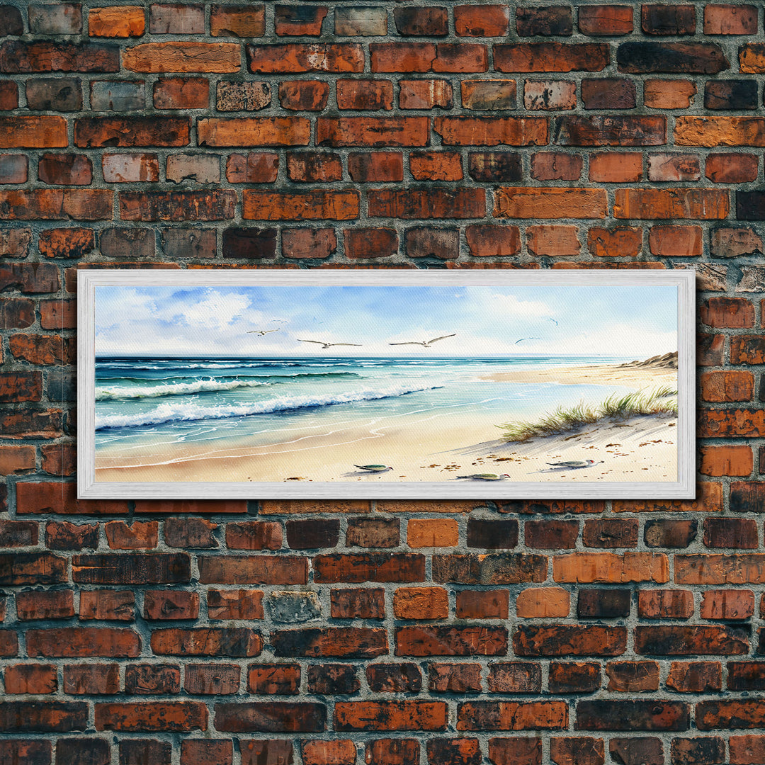 Beautiful Watercolor Panoramic Beach Landscape Canvas Print | Perfect for Home Decor | Whimsical Beach House Decor