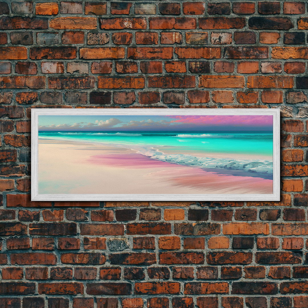 Panoramic Beach Sunset Framed Canvas Print - Perfect for Living Room, Bedroom, or Office Decor | Framed Wall Art, Blue Ocean and Sunset