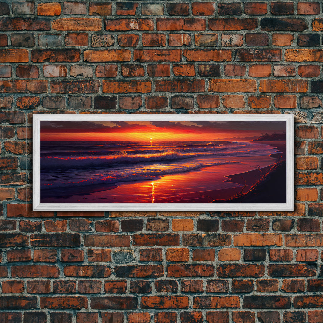 Large Art Sunset, Beach landscape, Coastal Art Print, Beach House, Coastal Decor, Beach Painting, Sunset Art, Framed/Unframed Canvas/Print