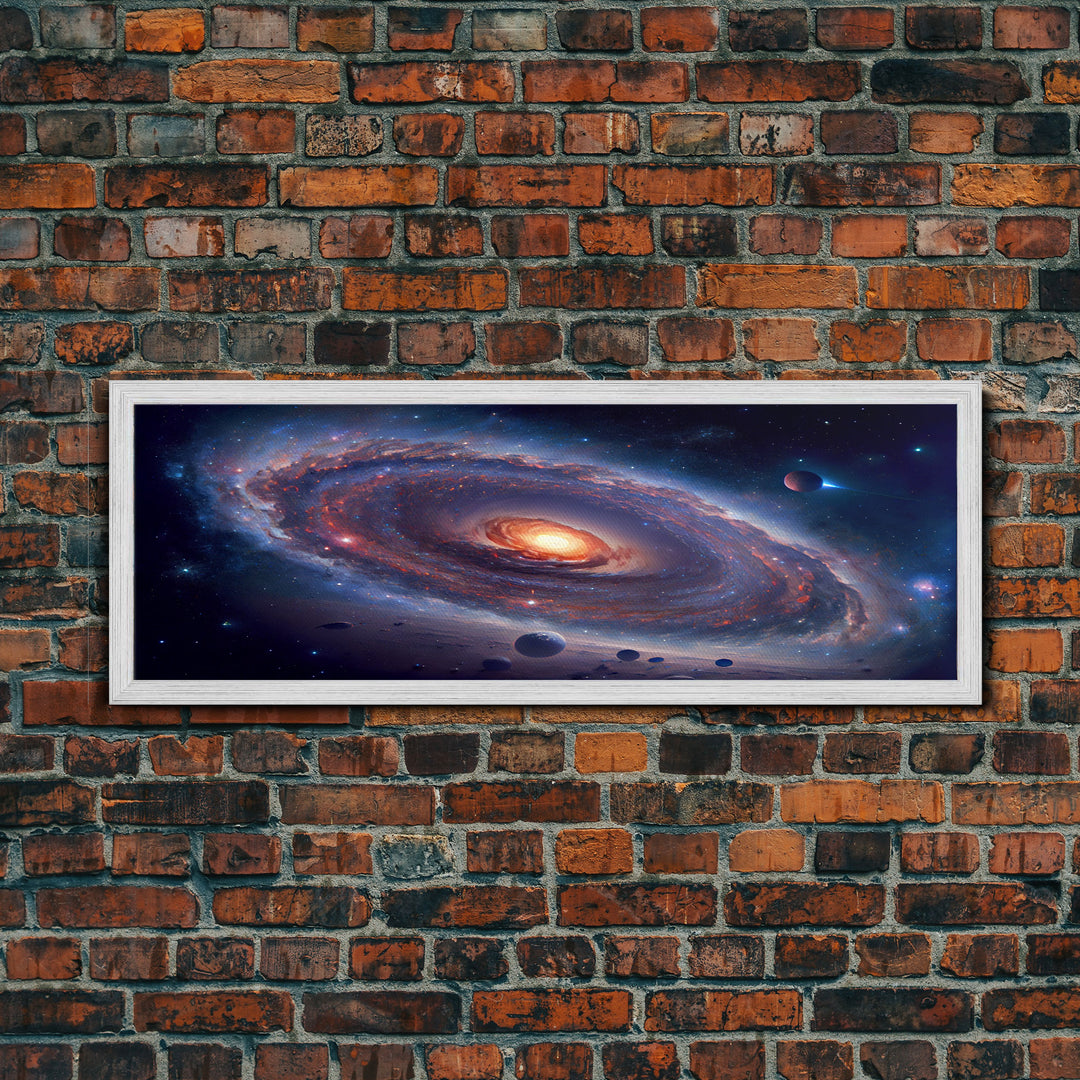 Spiral Galaxy Canvas Print, Original Astral Bodies Painting Print, Panoramic / Large Format Wall Art, Framed Art