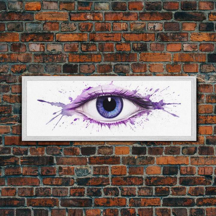 Violet Eye Wall Art Print, Eye Art, Watercolor Canvas Print, Large Canvas Print, Bedroom Art Print, Panoramic, Wall Art, Canvas Print