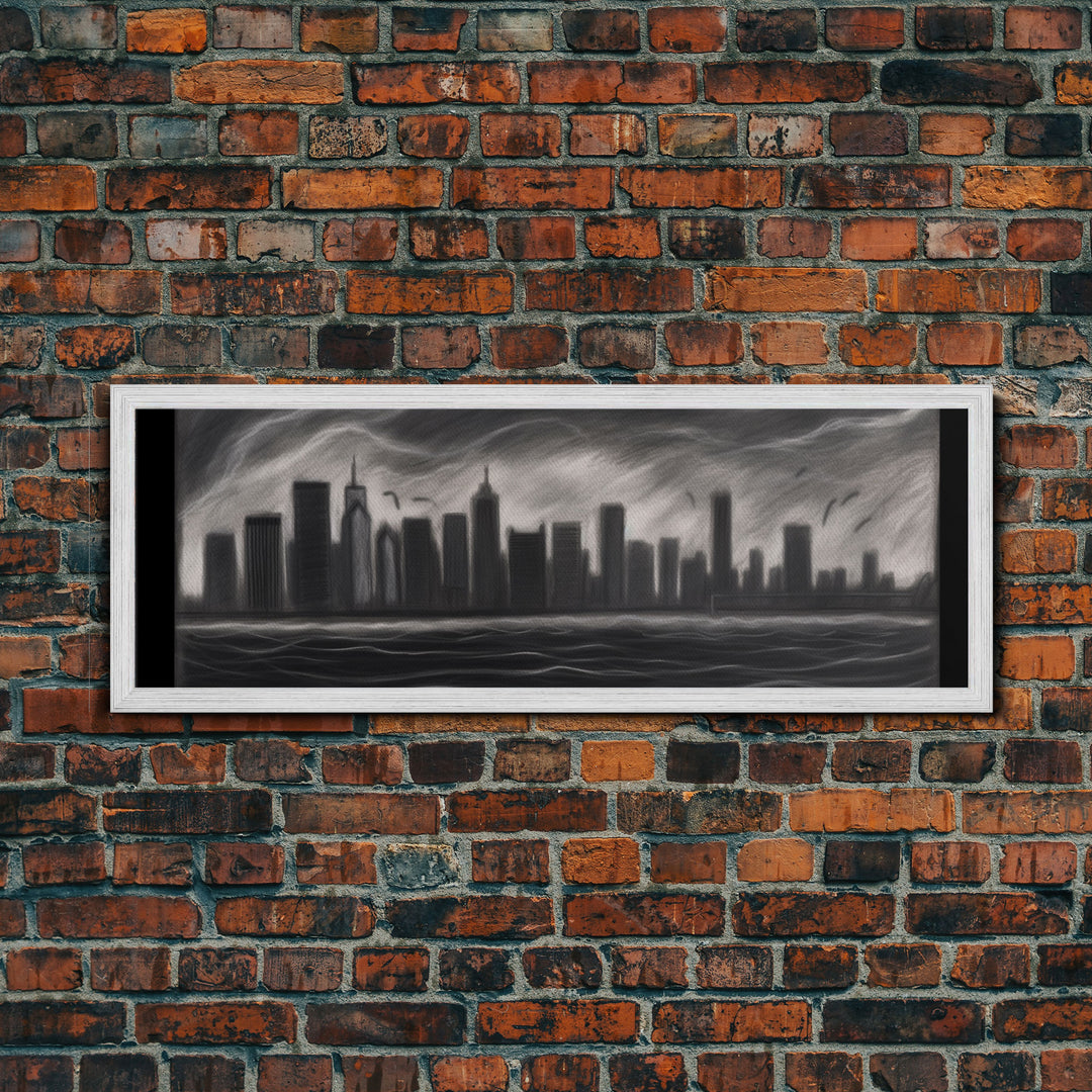 Cityscape Pencil Sketch Canvas Print, Buildings, Skyline, Urban Art, Large Urban Art Print, Wall Decor, Panoramic, Wall Art, Canvas Print