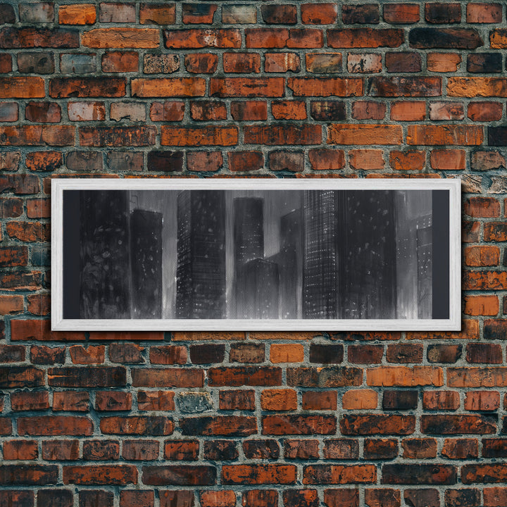 Abstract Buildings Canvas Print, Urban Art, City Art, Cityscape, Skyline, Monochromatic, Wall Decor, Panoramic, Wall Art, Canvas Print