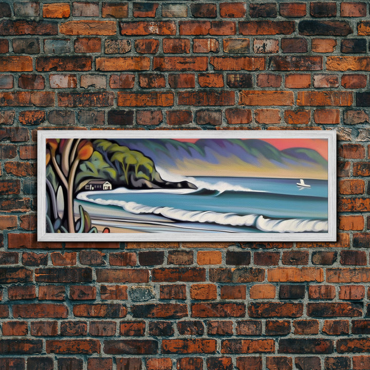 Abstract Beach Canvas Art Print, Sea, Ocean, Seascape, Nature, Waves, Beach House Art, Wall Decor, Panoramic, Wall Art, Canvas Print