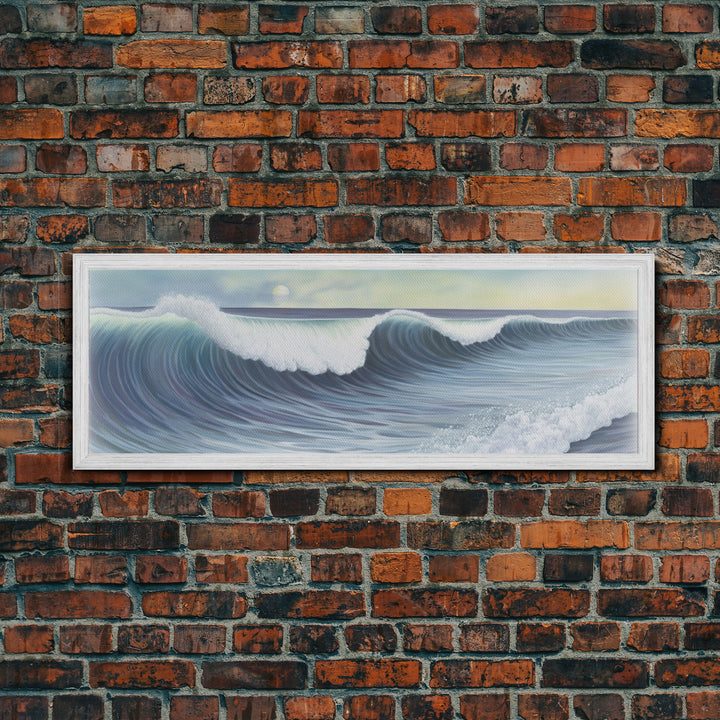 Ocean Waves Wall Art Canvas Print, Minimalist Ocean Art, Seascape Wall Decor, Green Ocean Wall Art, Panoramic, Wall Art, Canvas Print