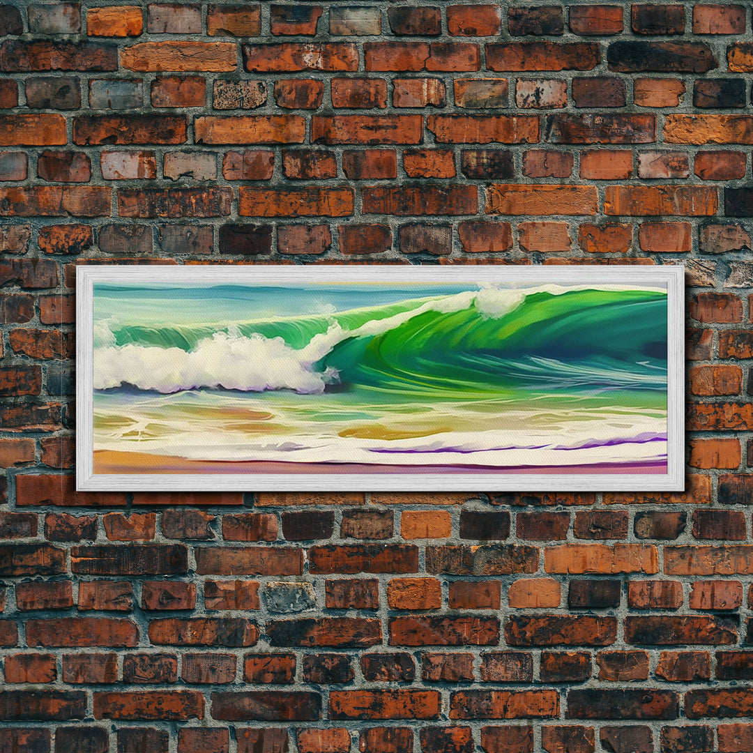 Green Ocean Wall Art Canvas Print, Seascape, Ocean Wall Art Framed, Ocean Waves Wall Art, Wall Decor, Panoramic, Wall Art, Canvas Print