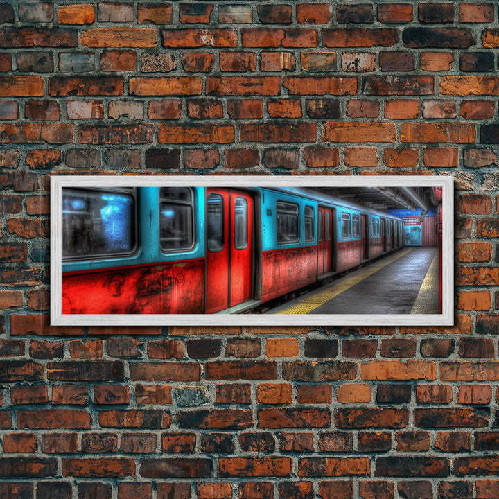 Subway Station Wall Art Print, Subway Train, Urban Wall Art, Wall Decor, Urban Art, Framed Canvas Print, Panoramic, Wall Art, Canvas Print