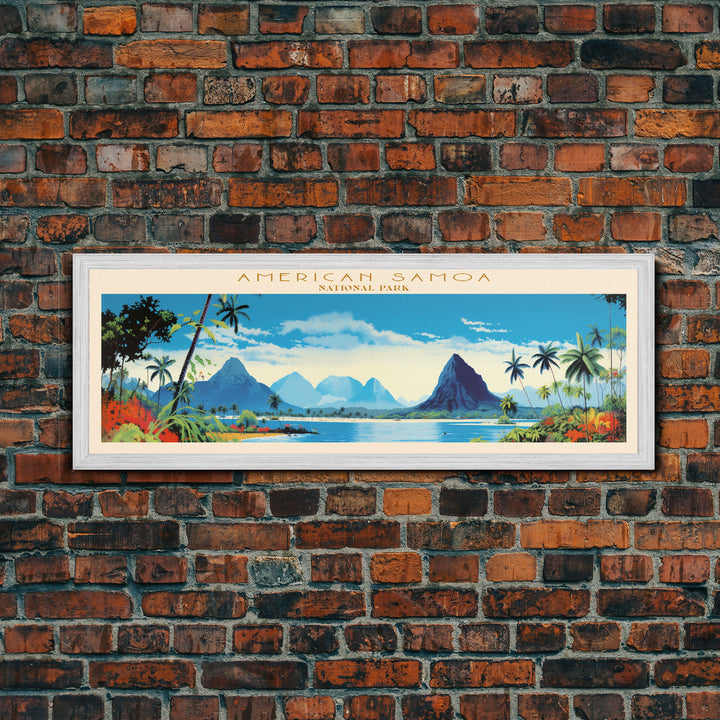 American Samoa National Park, Panoramic Samoa Travel Art, National Park Print, Minimalist Travel Art, Midcentury Modern Style Landscape