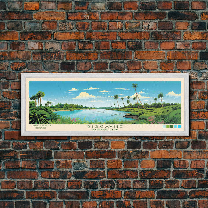 Biscayne National Park, Panoramic Florida Travel Art, National Park Print, Minimalist Travel Art, Midcentury Modern Style Landscape