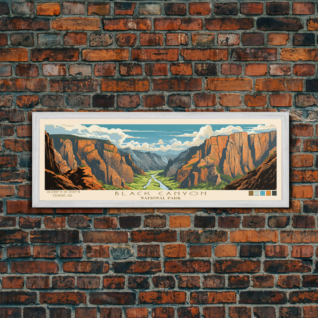 Black Canyon Of The Gunnison National Park, Panoramic Colorado Travel Art, National Park Print, Minimalist Travel Art, Midcentury Modern