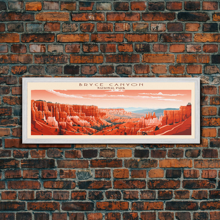 Bryce Canyon National Park, Panoramic Utah Travel Art, National Park Print, Minimalist Travel Art, Midcentury Modern Style Landscape