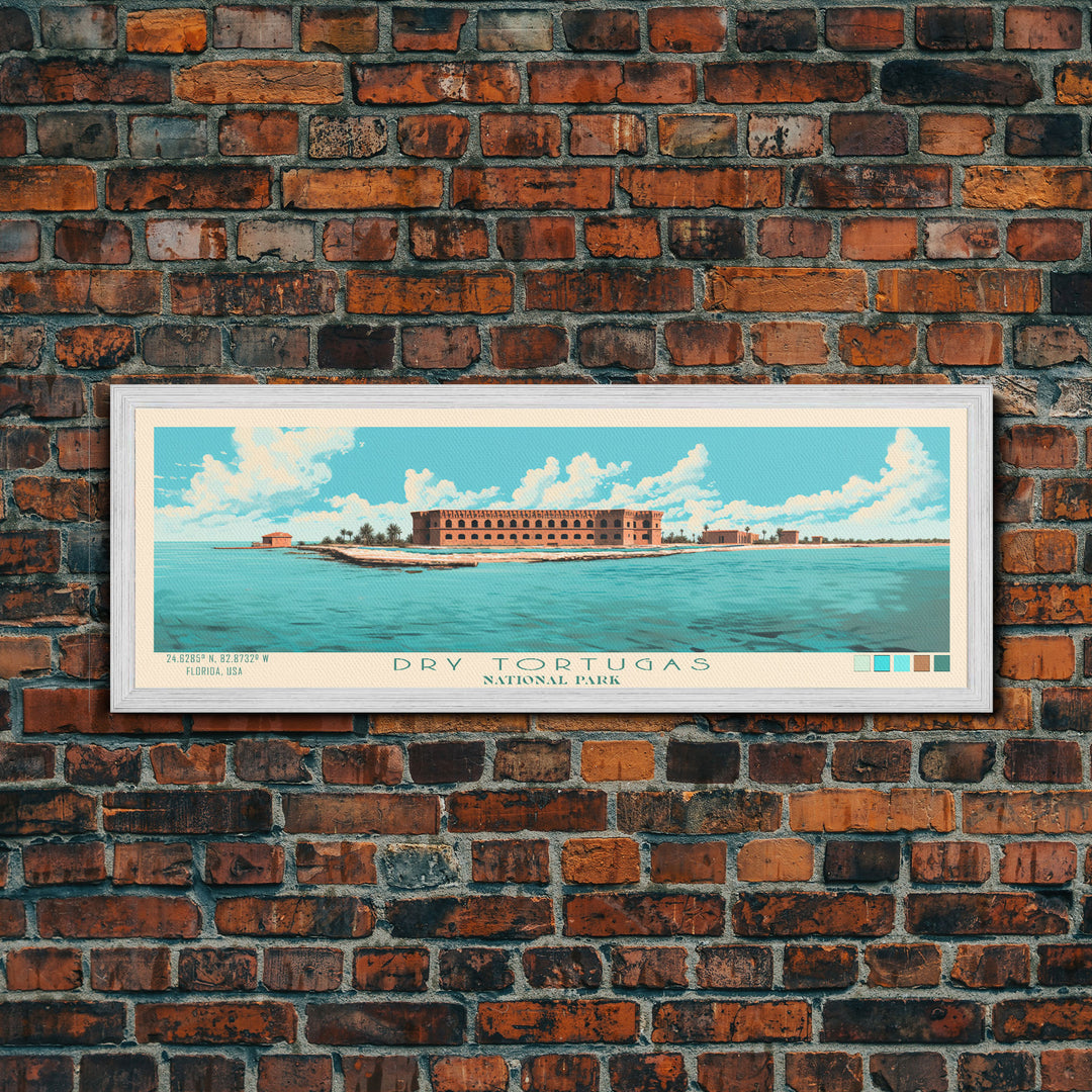 Dry Tortugas National Park, Panoramic Florida Travel Art, National Park Print, Minimalist Travel Art, Midcentury Modern Style Landscape