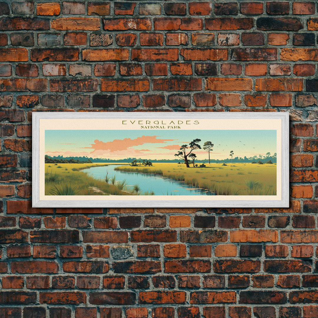 Everglades National Park, Panoramic Florida Travel Art, National Park Print, Minimalist Travel Art, Midcentury Modern Style Landscape