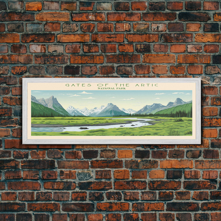 Gates Of The Arctic National Park Panoramic Alaska Travel Art, National Park Print, Minimalist Travel Art, Midcentury Modern Style Landscape