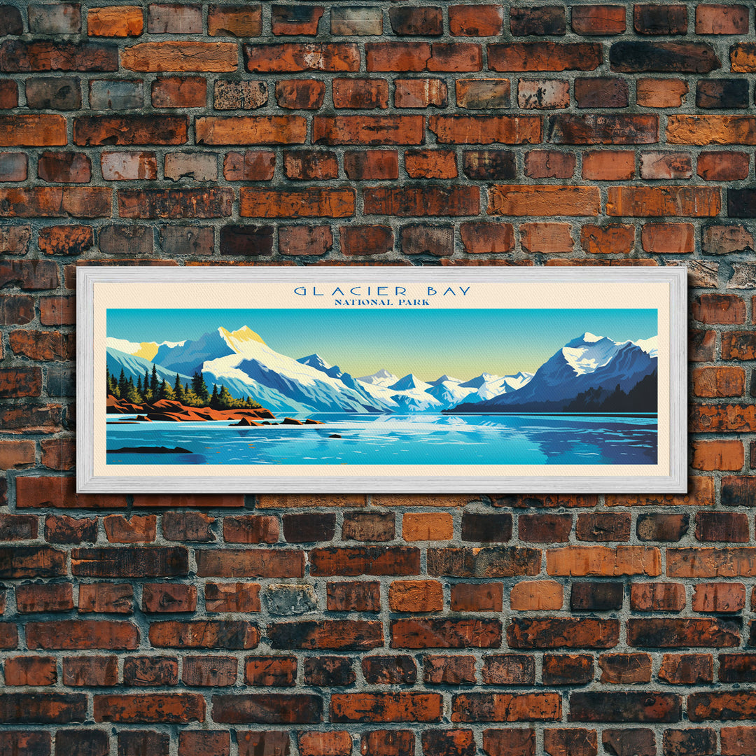 Glacier Bay National Park, Panoramic Alaska Travel Art, National Park Print, Minimalist Travel Art, Midcentury Modern Style Landscape